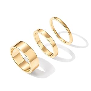 PAVOI 18K Gold Plated 3 Rings Set | Gold Stacking Rings for Women | Stacking Ring Set
