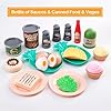 80Pcs Kitchen Playset, Toddler Pretend Cooking with Pots, Pans, Cookware, Food, Picnic Blanket, Fruits, Veges, Shopping Storage Basket, Dessert , Learning Gift for Girls Boys (White) #5
