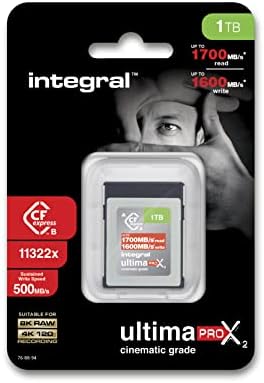 Integral 128GB CFexpress Memory Card Type B 2.0 8K RAW and 4K 120 FPS 1700MB/s Read 1600MB/s Write Speed Designed for the Cinematographer and Professional Photographer