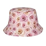 YRERTOAE Unisex Pink Rose Bucket Hat Sun Protection Fisherman Hat, Rose Flowers Outdoor Sun Hat, Casual Activities Hiking Cap for Women Men Teens