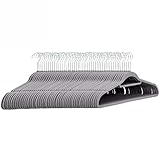 Kleiderbügel Samt 50er Set – Samtbügel grau - rutschfest mit Kunststoffkern, Hosensteg, Kerben & 360° Haken für Anzüge, Hemden & Jacken