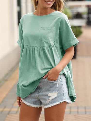 Image of Tankaneo Womens Summer Babydoll Tops Casual Loose Fit Peplum Oversized Tunic Shirts