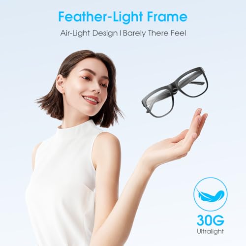 Bluetooth Smart Glasses,Blue Light Blocking Glasses for Men and Women ,Built-in Mic & Speakers,Smart Wireless Headphone Glasses for Office/Work Blue Light Filtering, Voice Control,Unisex by XO - Used condition - Image 6