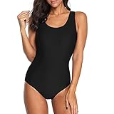 Durio Badeanzug Damen Swimsuits for Women Badeanzüge für Damen Sexy Schwimmanzug Bademode Einteiler Schwarz XL
