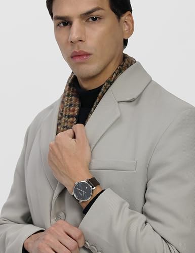 Image of Boss Hugo Dean Qtz Men's Analog Watch, Blue Round Dial, Brown Band 1514160, Basic Calendar, Leather Material