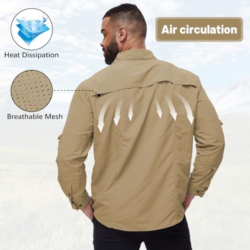 Durio Camisetas masculinas de pesca de manga comprida com proteção UV, proteção solar, secagem rápid