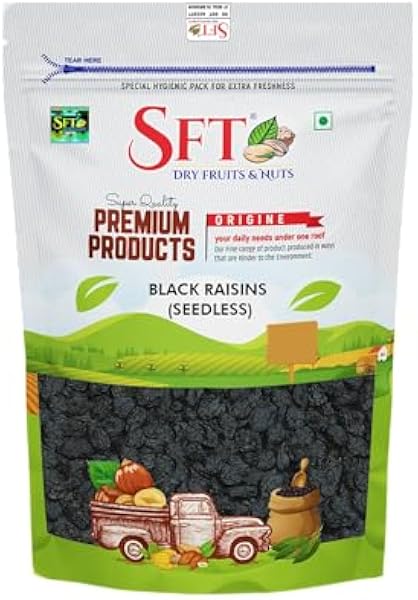 SFT Premium Afghani Seedless Fresh Black Raisins 1Kg Value Pack| Healthy Snacks, Dry Fruits, Kishmish | High In Antioxidants, Naturally Sweet & Tasty