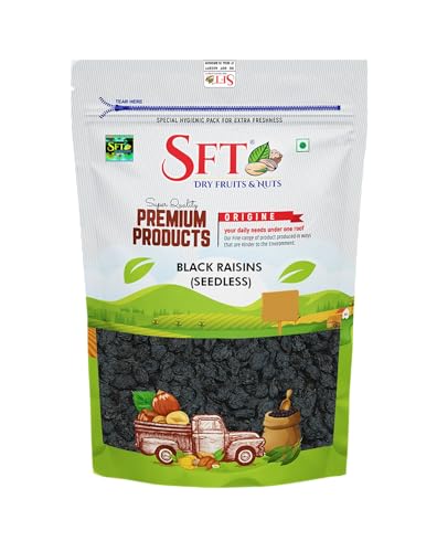 Image of SFT Premium Afghani Seedless Fresh Black Raisins 1Kg Value Pack| Healthy Snacks, Dry Fruits, Kishmish | High In Antioxidants, Naturally Sweet & Tasty