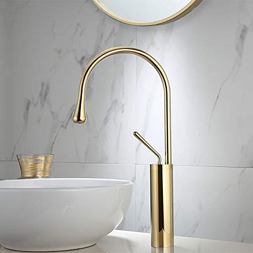 Mitigeur de lavabo or et marbre de luxe pour salle de bain design