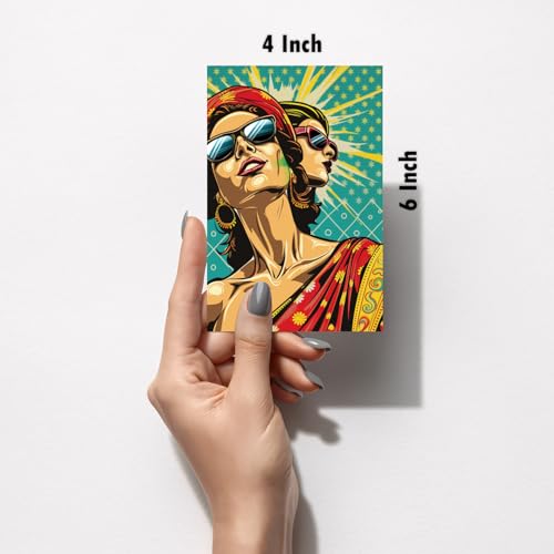 Image of SiddArtify Pop Art Women in Sunglasses Art Print Set - Set of 2-4x6 Inch - Board (Pack of 6) - Sticker (Pack of 6) Wall Room Decoration art Poster Prints