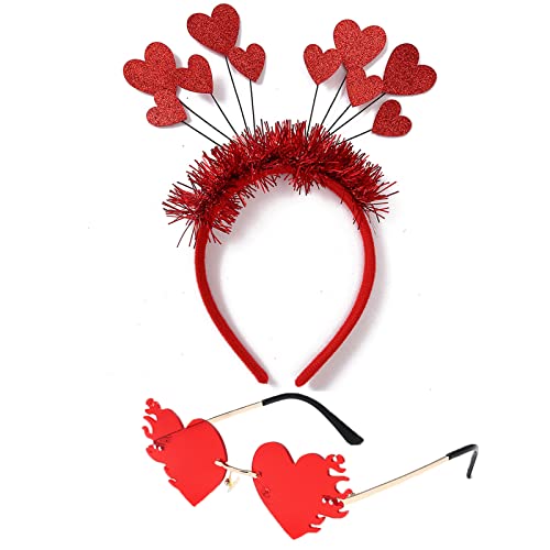 Valentine's Day Heart Headband and Heart Sunglasses for Girls Women Valentines Cosplay Party Props Supplies