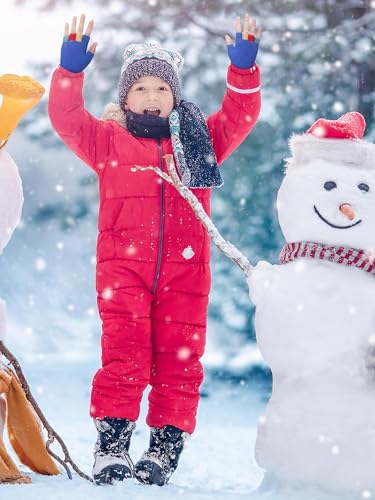 Geyoga 4 Pairs Winter Kids Convertible Knit Flap Mittens Fingerless Gloves Toddler Half Finger Mitten with Flip Top for Aged 3-102