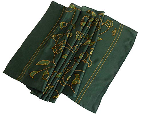 100% Silk Green Scarf brand. Premium Quality. Luxurious, Elegant, Understated. Perfect as upscale Christmas Holiday Gift/Present. St. Saint Patricks