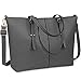 Price comparison product image NUBILY Women Handbag Laptop Tote Bag 15.6 Inch Large Leather Shoulder Bag Designer Lightweight Computer Tote Bag Lady Stylish Handbags for Work Business School College Travel (Grey)