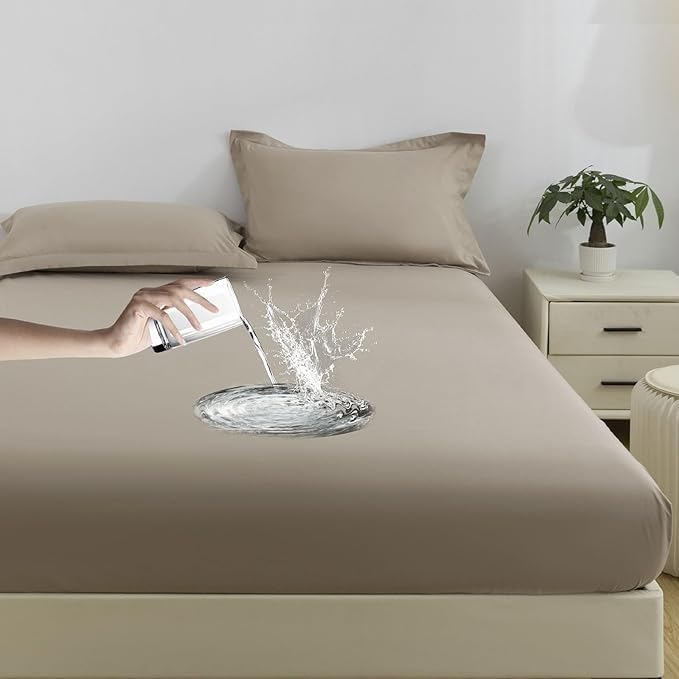 Protège-matelas avec élastique tout autour en finition grand bonnet kaki