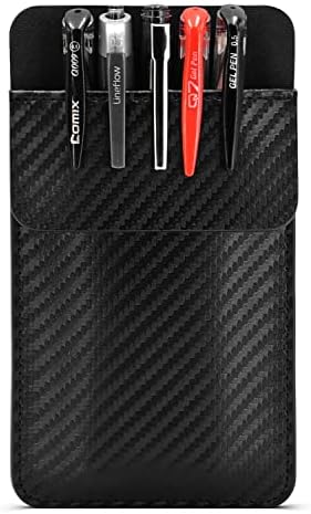 Leather Pocket Protector for Men: A Multi Purpose pocket protectors for shirts - Carbon Fiber Pattern Pocket Protector for Lab Coats | Pocket Pen Holder Accommodates Work Tools Such as Pens