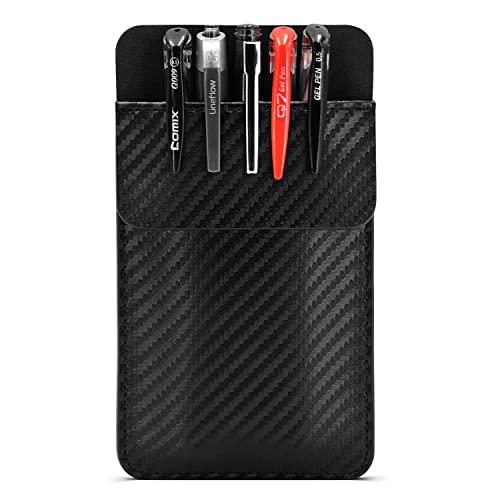 Leather Pocket Protector For Men: A Multi Purpose Pocket Protectors For Shirts - Carbon Fiber Pattern Pocket Protector For Lab Coats | Pocket Pen Holder Accommodates Work Tools Such As Pens #TOP2