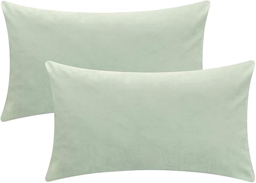 Vista 148 de Juego de 2 fundas de almohada de terciopelo para sofá y cama, 18 x 18 pulgadas, color verde azulado