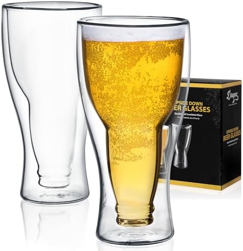 Dragon Glassware Beer Glasses, Premium Designer Mugs with Insulated Double-Walled Design, 400 ml, Gift Boxed - Set of 2