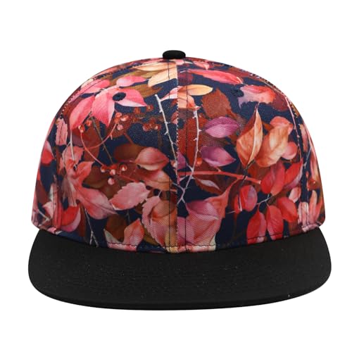 Image of Quanhaigou Snapback Hat for Men Women,Hip Hop Style Colorful Flat Bill Hats Teens Adjustable Baseball Cap
