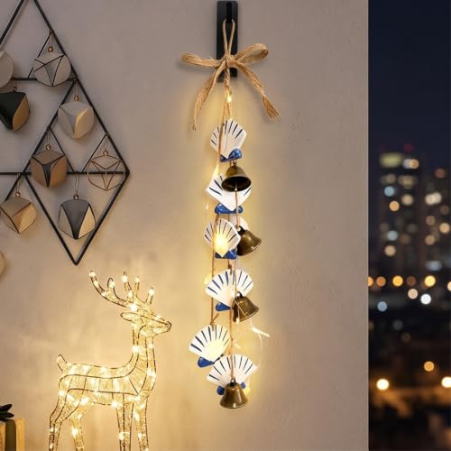 Hanging Gold Bell Christmas Decorations with Led Lights Dedorative Seashell - image 1