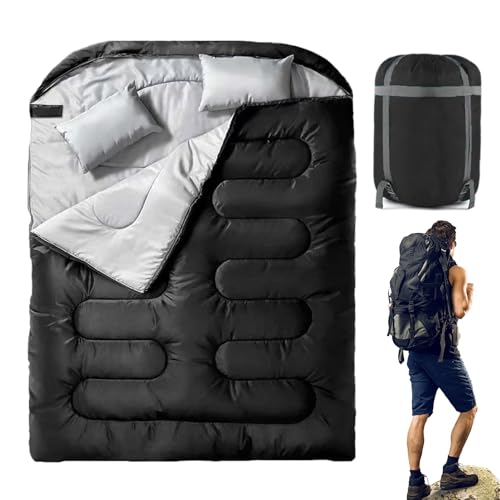 Sac de couchage 2 personnes grand format chaud pour camping et randonnée