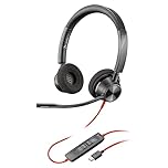 Poly Blackwire 3320 Wired Headset – Flexible Microphone Boom – Hi-fi Stereo - Connect to PC/Mac via USB-C or USB-A - Certified for Microsoft Teams