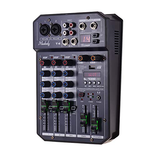 Lepeuxi T4 Draagbare 4-kanaals audio-mixer, 16 DSP, 48 V, fantoompower, ondersteunt BT MP3-speler, opnamefunctie 5 V… - Image 3