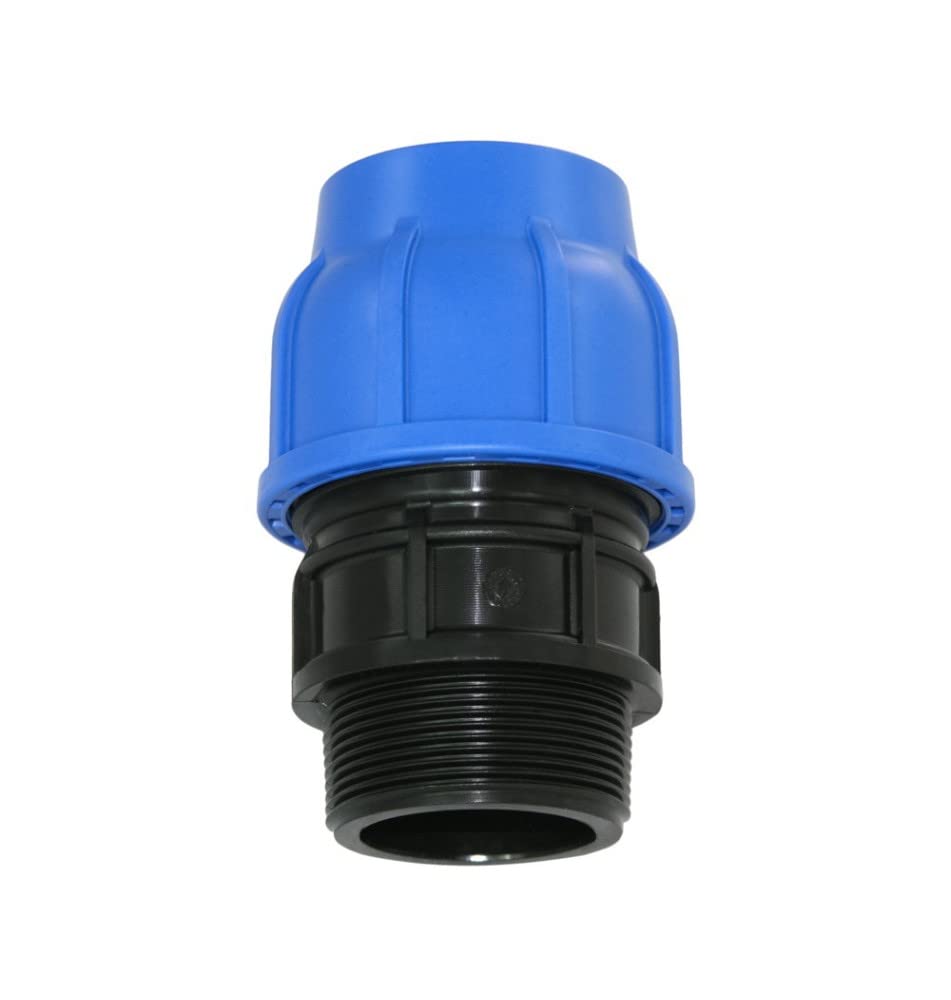 PP-Fitting 40mm x 1" AG-Anschluss Klemmverbinder - PE Rohr - 40er PE Verschraubung Adapter mit 1 Zoll Außengewinde, DVGW