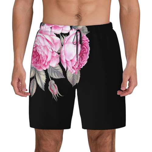 Maillot de bain homme imprimé fleurs roses short de plage poches