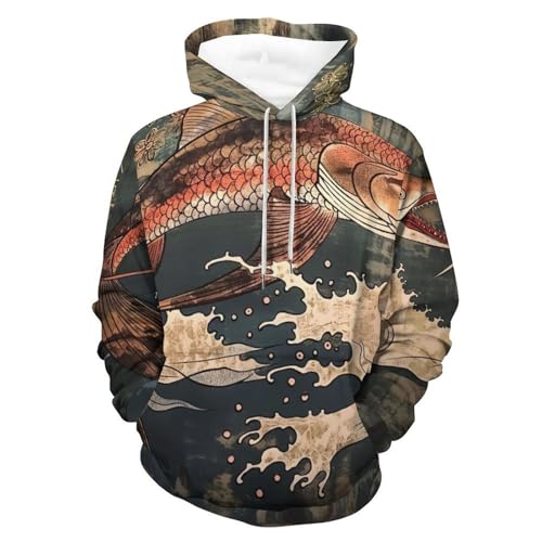 Pullover poisson vintage japon un sweatshirt à capuche aux détails soignés