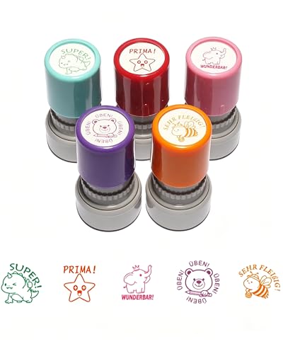 5Stück Stempel Lehrerstempel Set Selbstfärbender Motivationsstempel Lehrerstempel für schnelle Hausaufgabenkorrektur ideal für Lehrer Eltern und Schüler Mehrfarbig