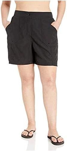Maxine Of Hollywood womens Plus Size 7'' Woven Swim Board Shorts, Black Solid, 2