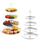 2PCS Silver Cupcake Stand, 4 Tiered Stainless Steel Serving Platters, Dessert Stand Tower,Cupcake Display Trays for Holiday Dessert Table Decorations Birthday Wedding