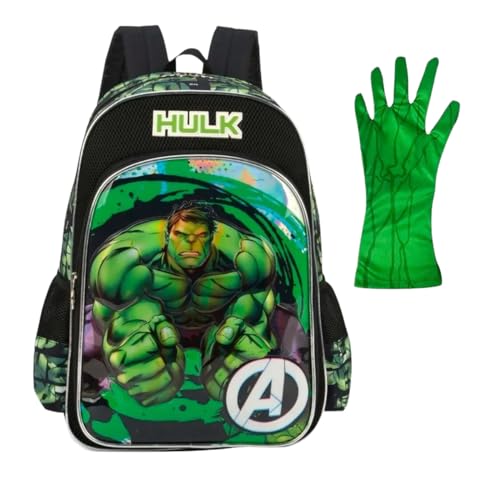 Mochila Infantil De Costas Marvel Hulk + Luva Avengers