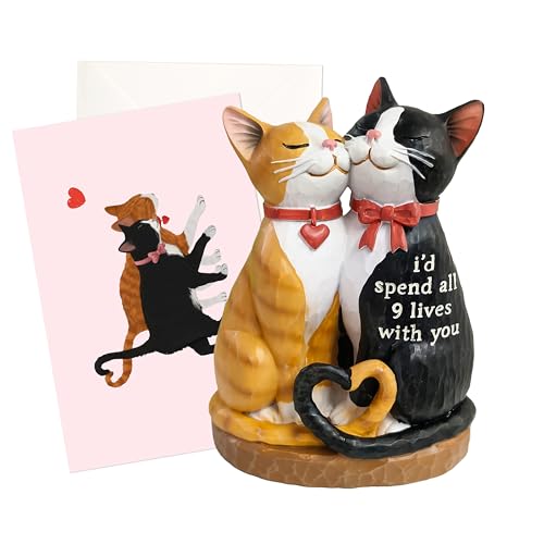 Stylor Valentine's Day Cat Gift for Women Men - Romantic Figurines for Anniversary from Girlfriend/Boyfriend or Husband/Wife, Engagement for Couple Him/Her Lover