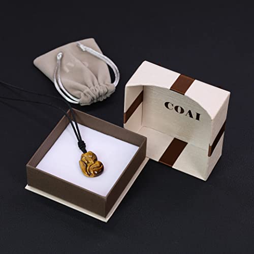 Coai Men’s Women’s Tiger Eyes Stone Fox Pendant Necklace #TOP6