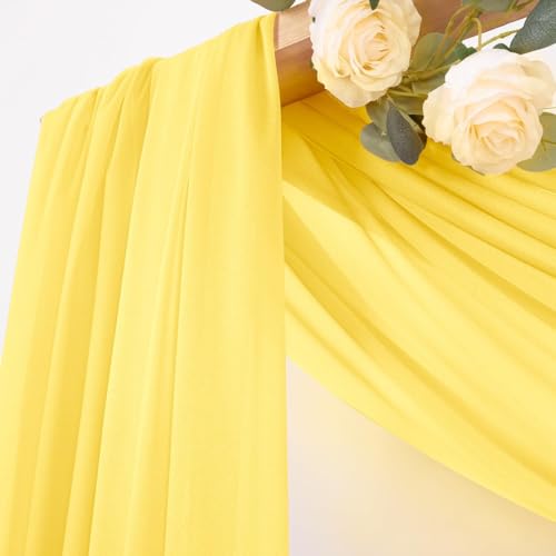 Image of MLMC Yellow Wedding Arch Draping Fabric 1 Panel 29 inch x 20 FT Extra Long Gauze Drapes Sheer Backdrop Curtains 6.6 Yards Outdoor Drapery Panels for Wedding Baby Shower Party Ceiling Decoration