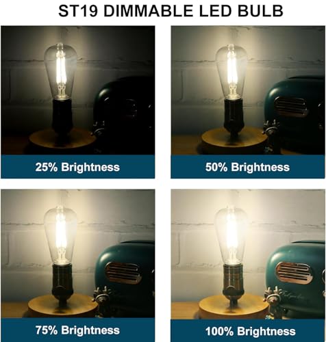 Image of ST19 LED Bulb 6W Equivalent 60W 4000k Neutral White 120V, 12PCS High Output ST19 LED Bulbs Dimmable, No Flicker ST 19 E26 Base Led Bulb, ST 19 LED Edison Light for Indoor Outdoor Lighting