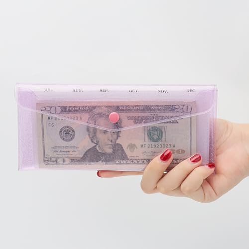 Sobres de presupuesto reutilizables en bolsa de dinero de PVC morada para evitar deudas 6