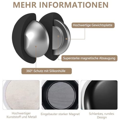 Duschvorhang Gewichte, 10 Paar Runde Magnetische Vorhang, 4cm Magnetische Duschvorhanggewichte, Duschvorhang Magnet, Magnetisch für Vorhänge Duschvorhänge Tischdecken(Schwarz)