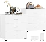 Aheaplus Closet Drawers Set of 2, Wood Closet Organizers and Storage with 3 Drawers, Closet Drawers Organizer System, Nightstands Bedside End Table with 3 Drawers Storage for Bedroom, White