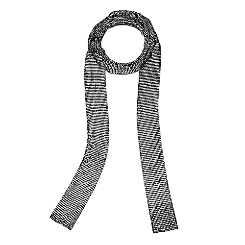NICEYEA - Sciarpa scintillante da donna, sciarpa con paillettes in metallo, sciarpa a catena, sciarpa scintillante, accessori da disco anni 70, costume per carnevale, Nero A., 160