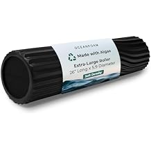 Oceanfoam Tsunami Roller Black - Extra-Large, 26" x 5.9" - Soft, Textured Foam Roller for Physical Therapy, Back Pain, Exercise & Stretching - Wave Textured - Yoga, Athletics, Wellness