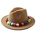 Produktbild Chengxin Cowboy- und Bowler-Mützen, Modische Frauen Winter Filz Fedora Hut mit niedlichen farbigen Glühbirnen Lady Chapeau Panama Hut Gangster Hut Mädchen Jazz Filz Hut (Farbe : 4, Größe : 57-58CM)
