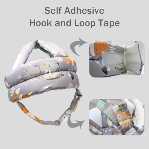 Image of Baby Head Protector Baby Helmet for Crawling Walking, No Bumps Safety Head Adjustable Protective Cap for Walking, Playing (Fox)