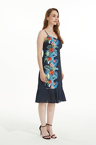 Image of Matchable Family Hawaiian Luau Men Women Girl Boy Clothes in Orchid Paradise Navy