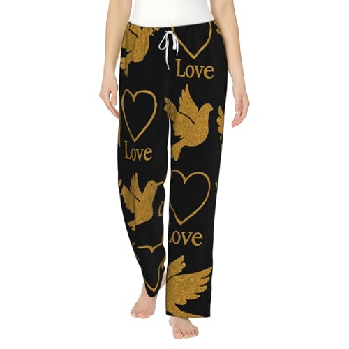 Pantalon de pyjama en polaire brodée colombe chrétienne et paillettes fines