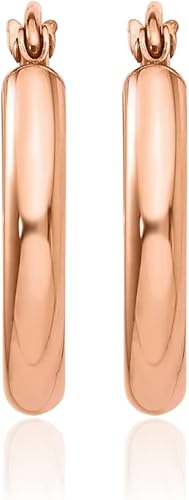 Miniatura 5 de Pendientes de aro de oro rosa de 14 quilates, joyería fina redonda para mujer, regalos para ella, Oro rosa