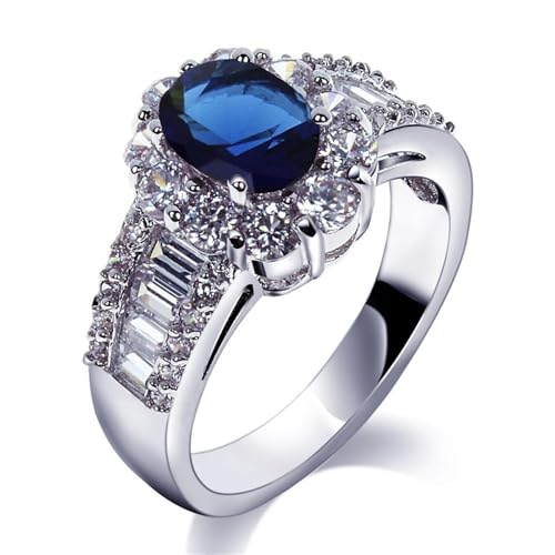 Cadeau fête des mères : bague de fiançailles vague bleu et or plaqué